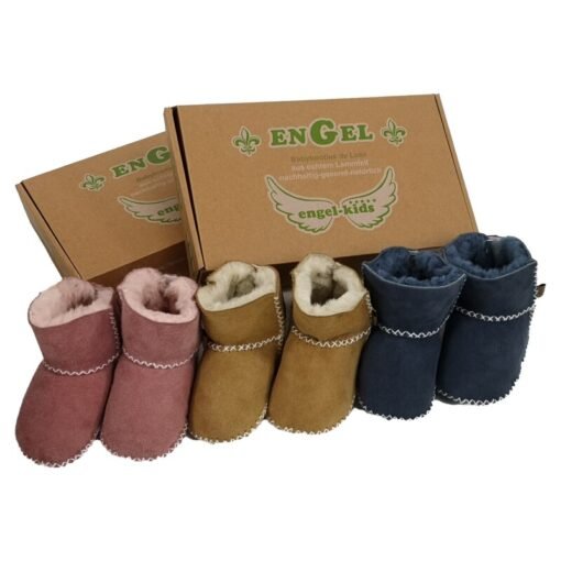 Sheepskin Star Baby Booties with Heel Closure Tan, Blue or Pink