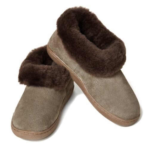 Women's and Men's Sheepskin Slippers Crete Brown or Beige