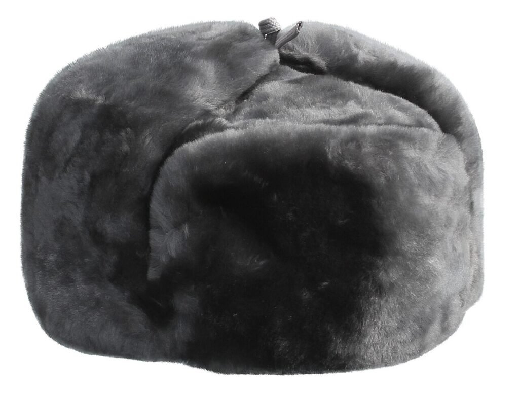 Gray lambskin ushanka hat